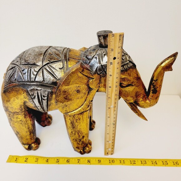 Wooden Handmade Hand Carving And Painting Elephant - Picture 8 of 12